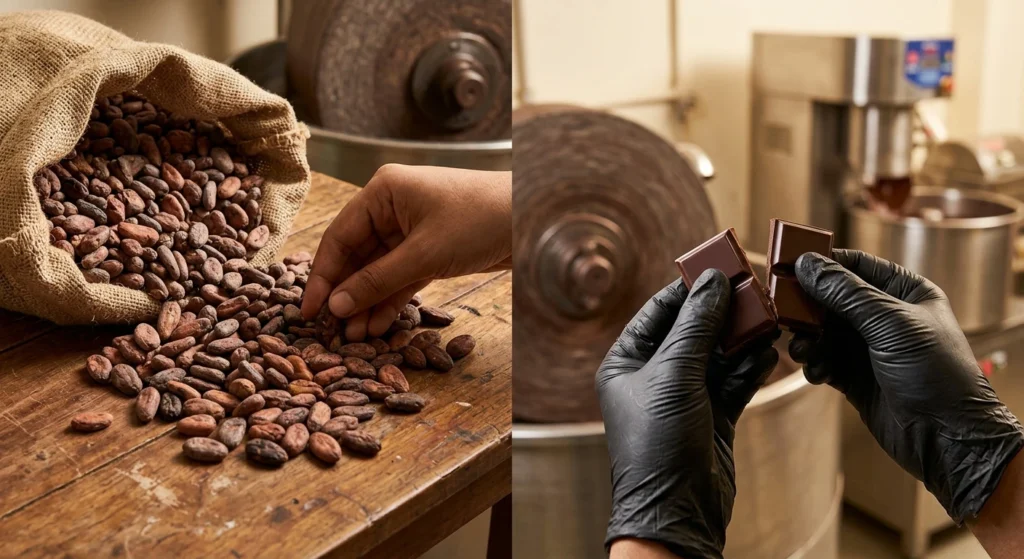 Dark chocolate Bean to Bar Process Img